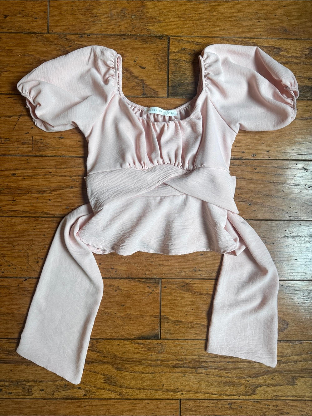Altar’d State Women's Pale Pink Crossover Top